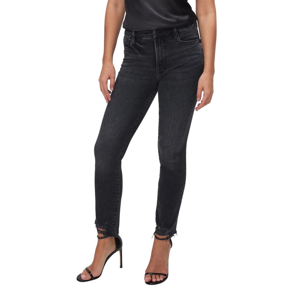 Good American Good Classic Chewed High Waist Ankle Skinny Jeans Black 10 / 30 - Picture 1 of 13